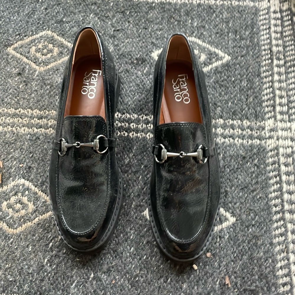 Franco Sarto Black Patent Leather Loafer 7